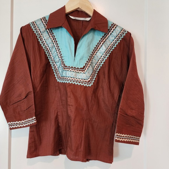 Vintage 50s Rockabilly Western Patio Fiesta Skirt Set Norman AZ Snag Pruf Zip S - Picture 5 of 16